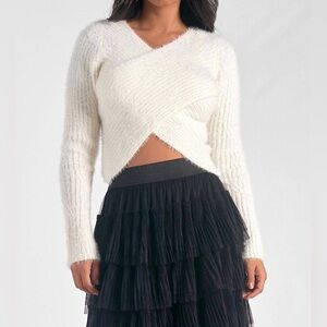 Elan Off-the-Shoulder White Sweater